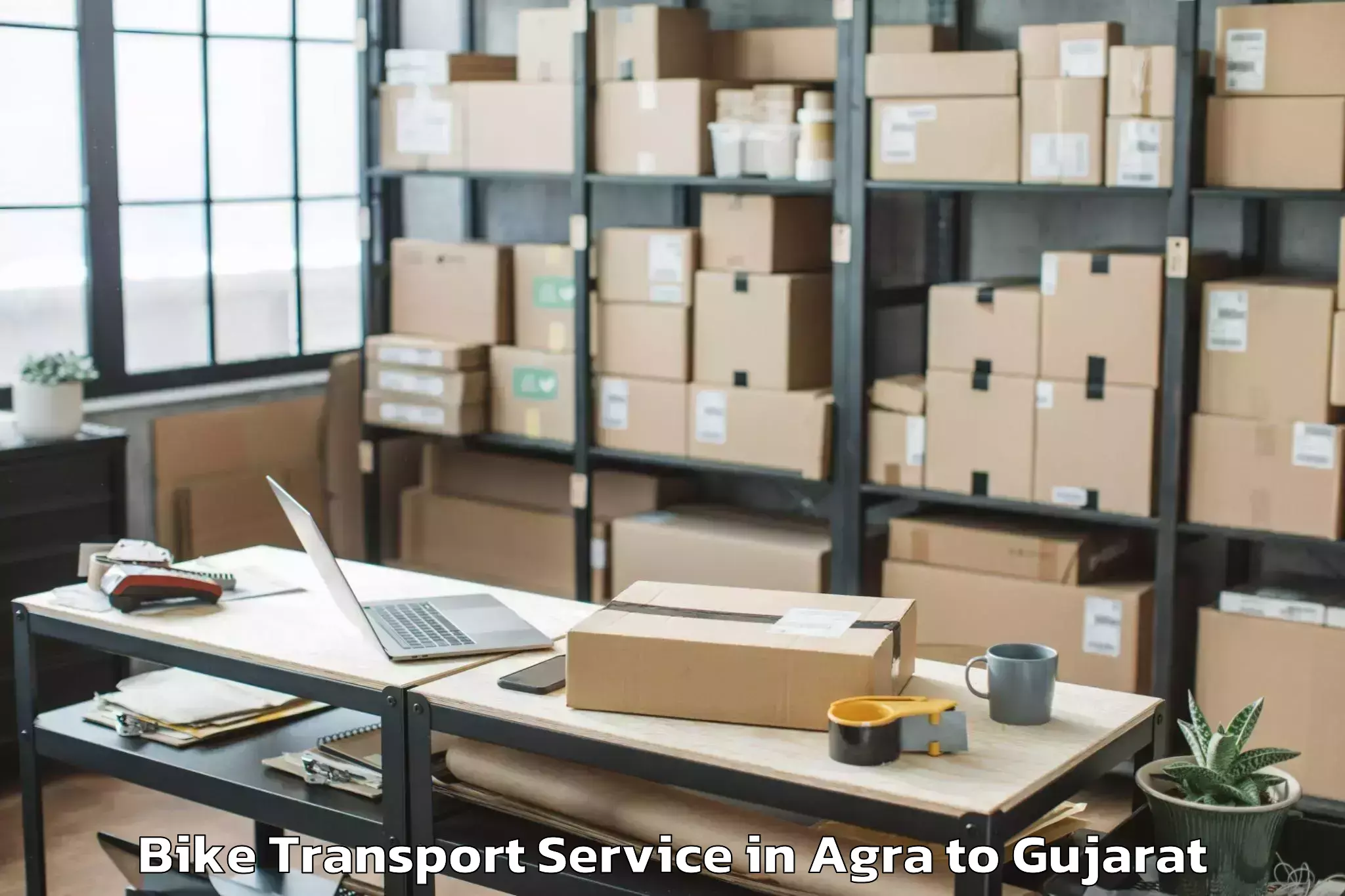 Trusted Agra to Gls University Ahmedabad Bike Transport